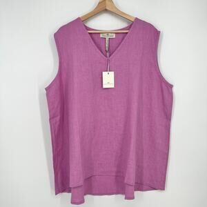Crown Linen Designs Lucy Tank Sleeveless Top Women Plus Sz 3 Pink Purple NEW NWT